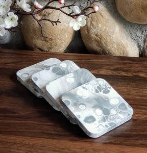Gray & White Cement Coasters (Set of 4)